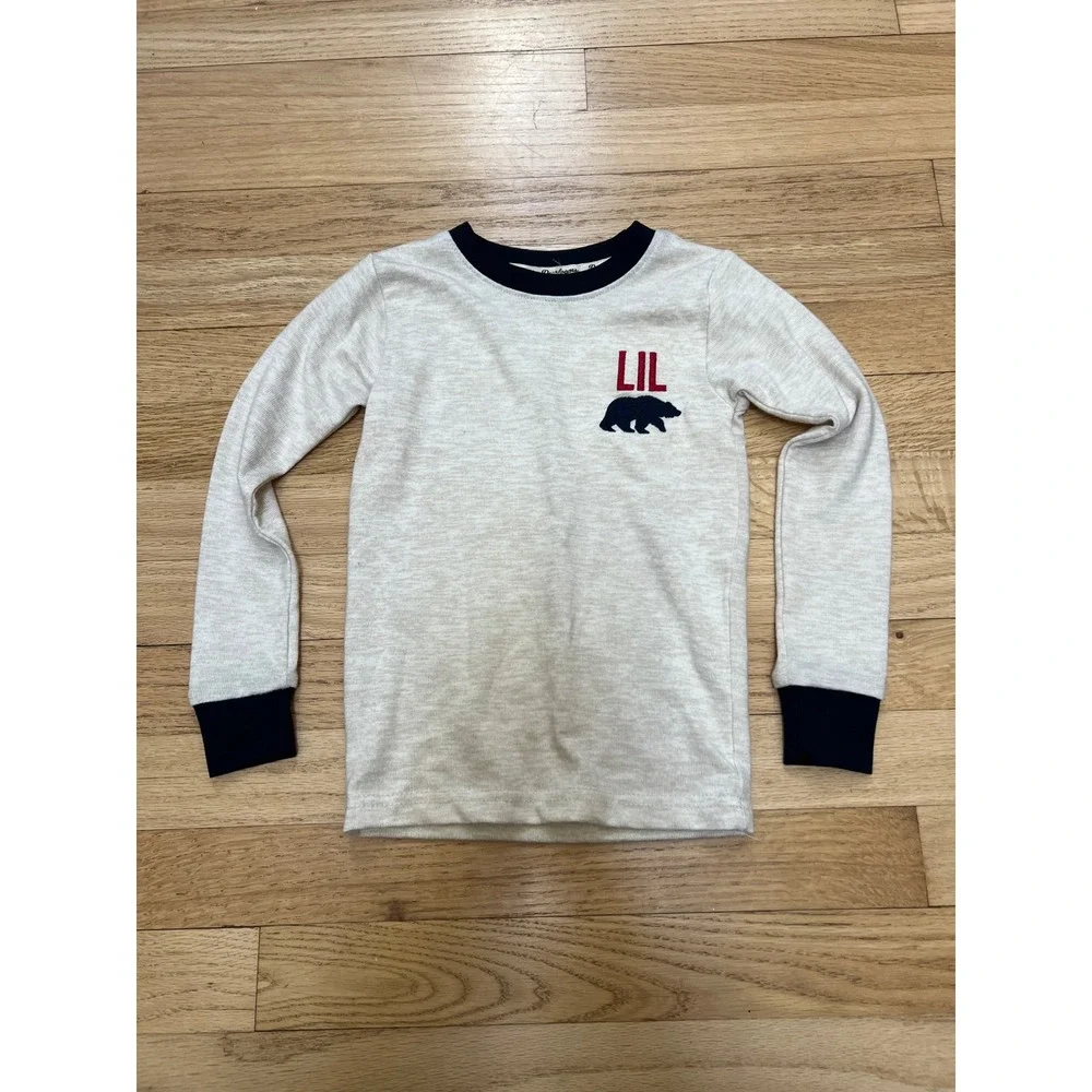 Dearfoams Lil Bear Long Sleeve Pajama Top Kids 3T Beige Cream